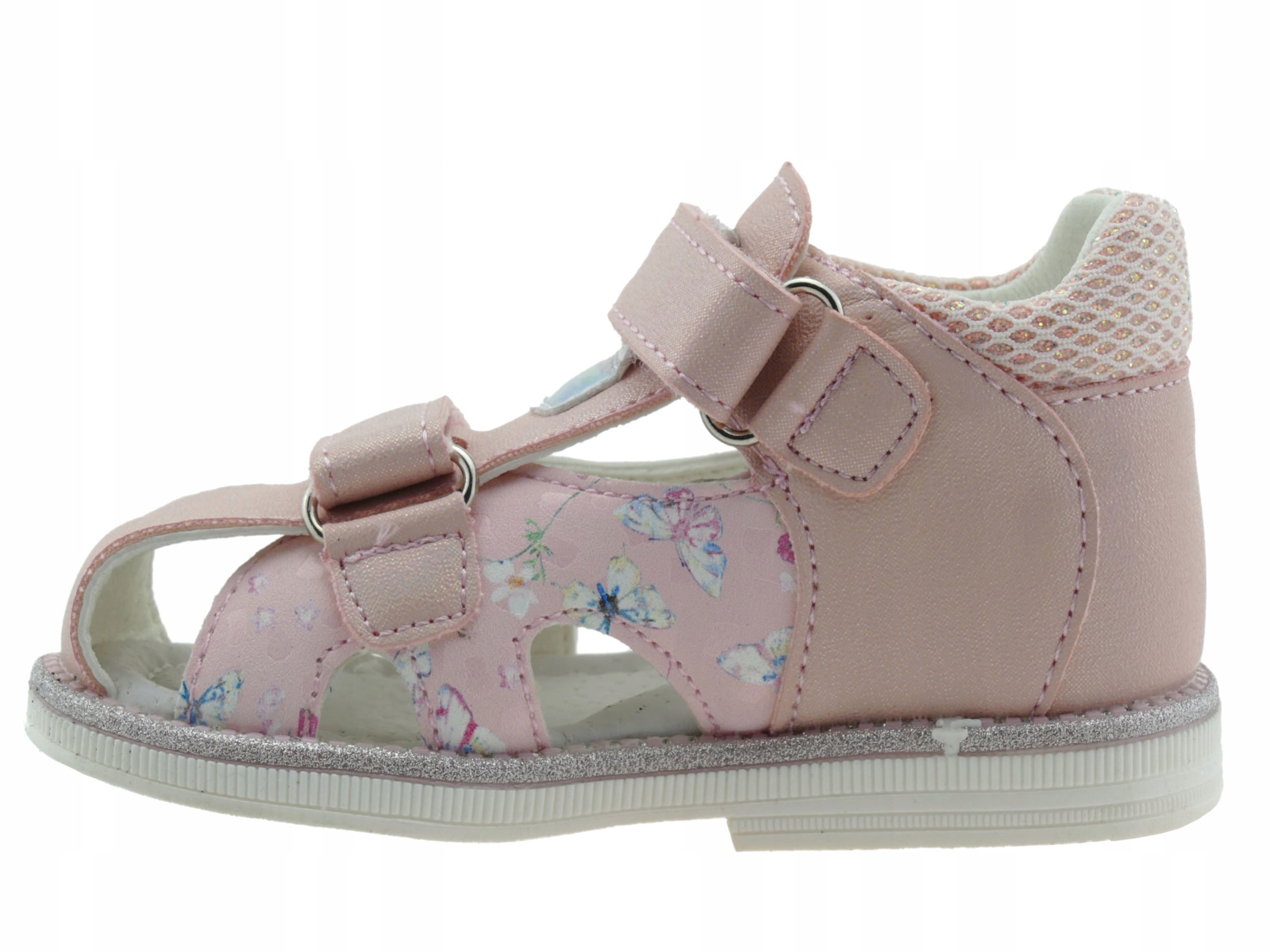 SANDAŁY DZIEWCZĘCE BUTY DZIECIĘCE KRYTE SANDAŁKI NA RZEPY WKŁ. SKÓRA R. 24 Rozmiar (new) 24