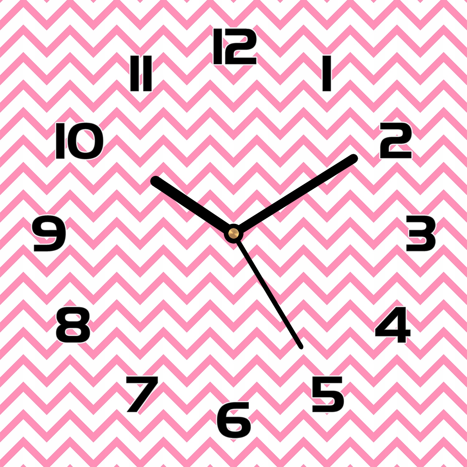 

Cichy zegar szklany na ścianę Różowe zygzaki 30x30
