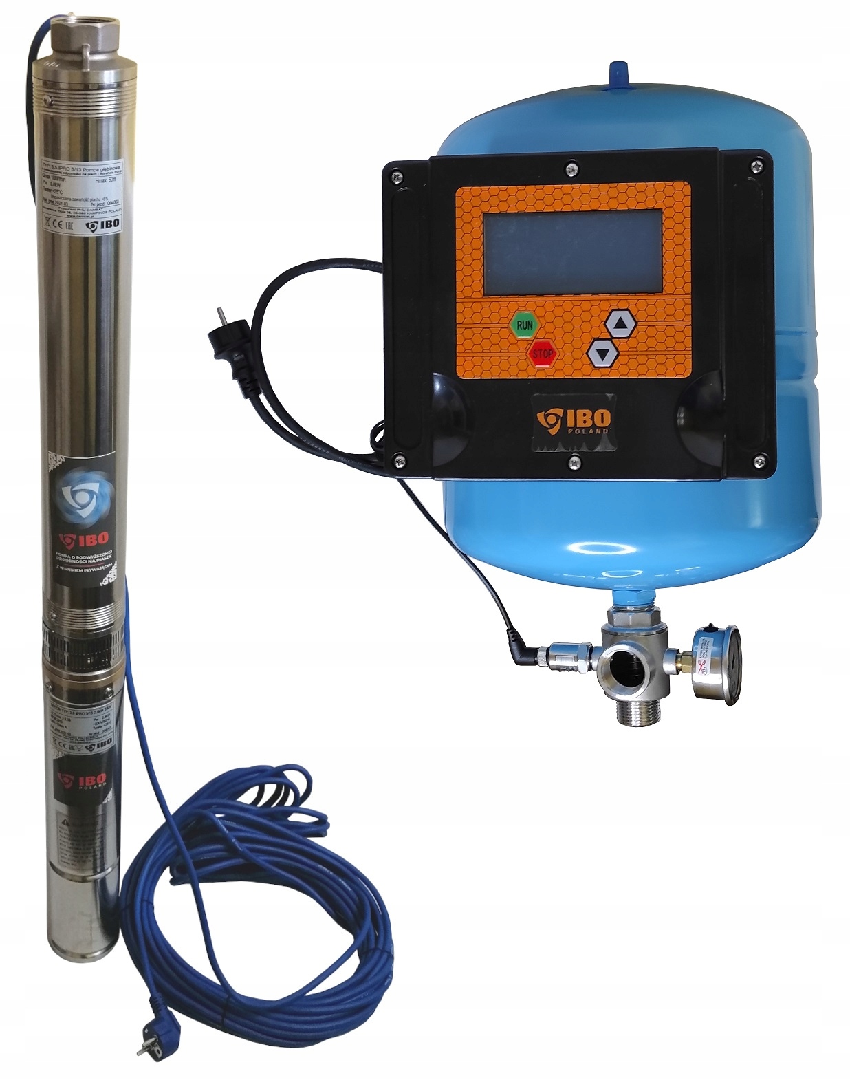 Zestaw Pompa głębinowa falownik 3,5" Ipro 3/13 Ibo IVR10 zbiornik 24L Sptb