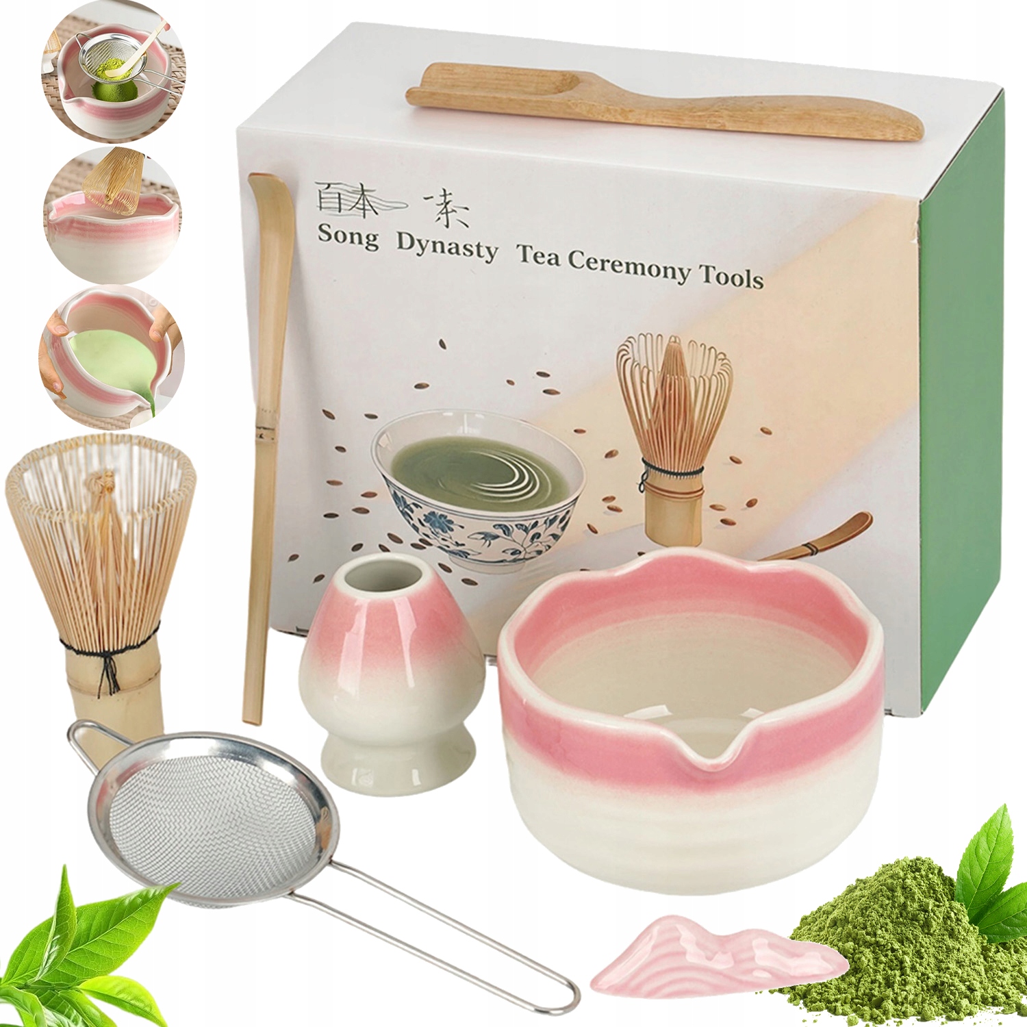Levně Sada Nářadí Pro Matchy Keramika Bambus Čaj Matcha Dárek 7V1