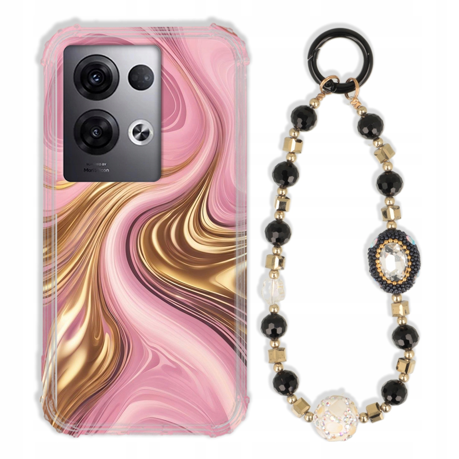 Puzdro Pre Oppo Reno 8 Pro Plus Antishock Zirkóny Čierno Zlaté|pevné|silné