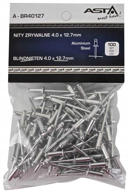 Nit Zrywalny Al 4,0x12,7 mm /zestaw 100 szt/ Asta A-BR40127