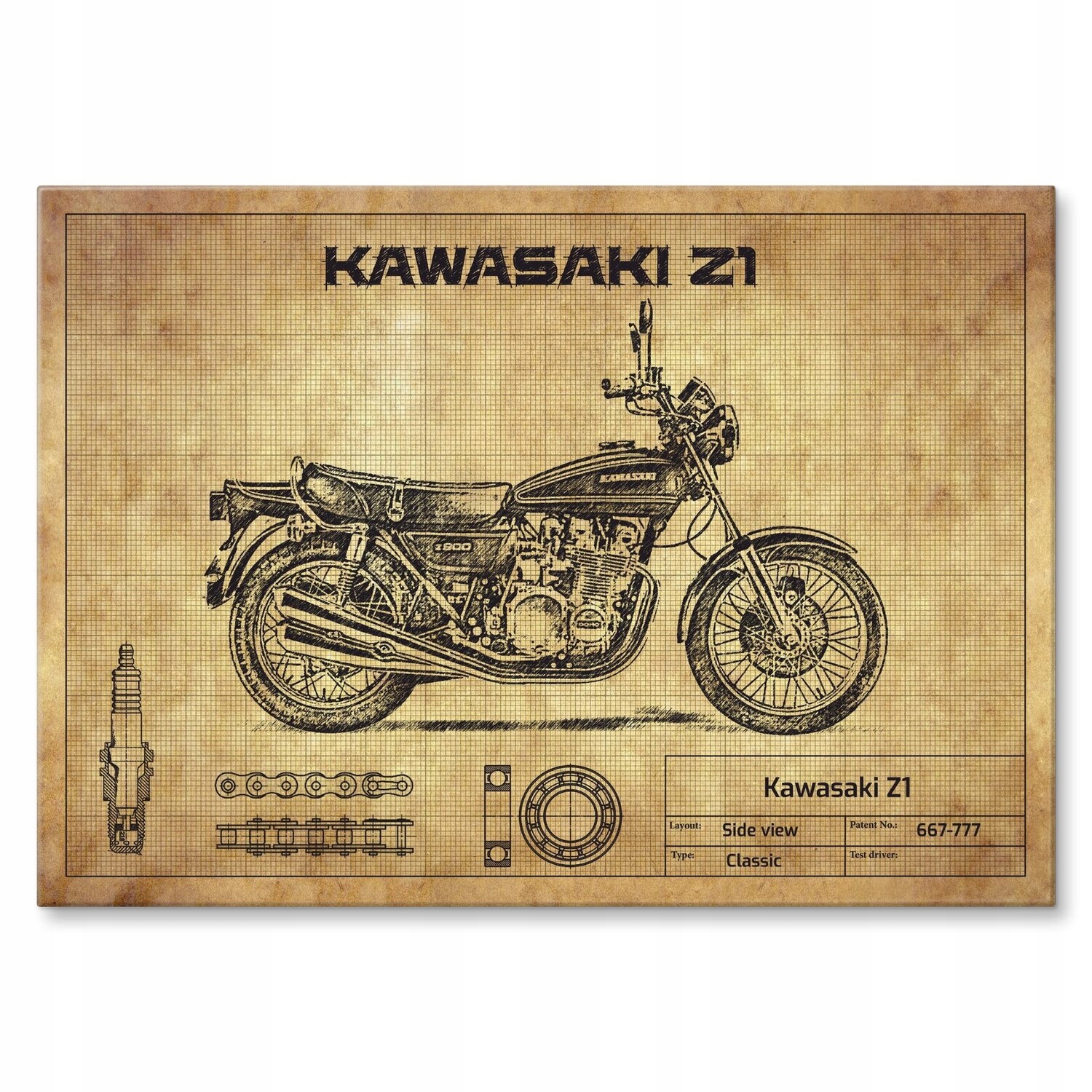 Kovový plakát Kawasaki Z1 Šidítko Plech 42 x 59,4 cm Dárek
