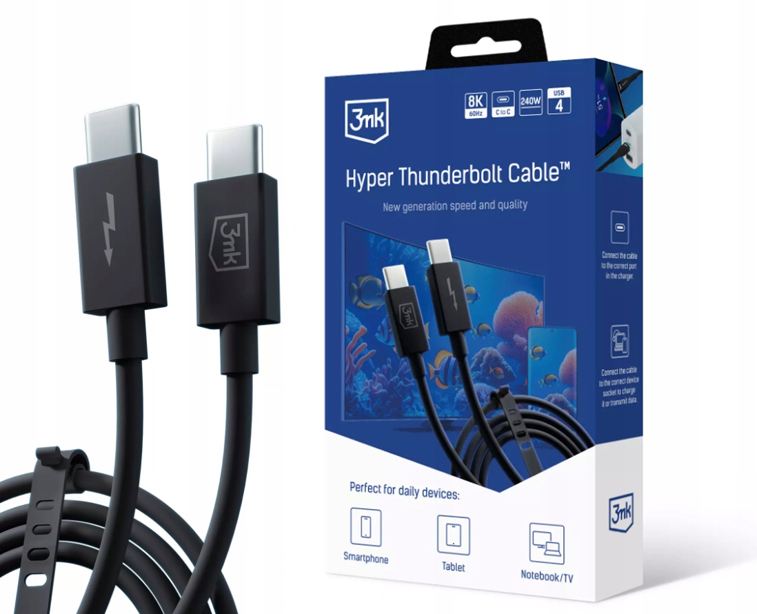 3MK Hyper ThunderBolt Kabel Usb-c/usb-c 1m 240W 5A