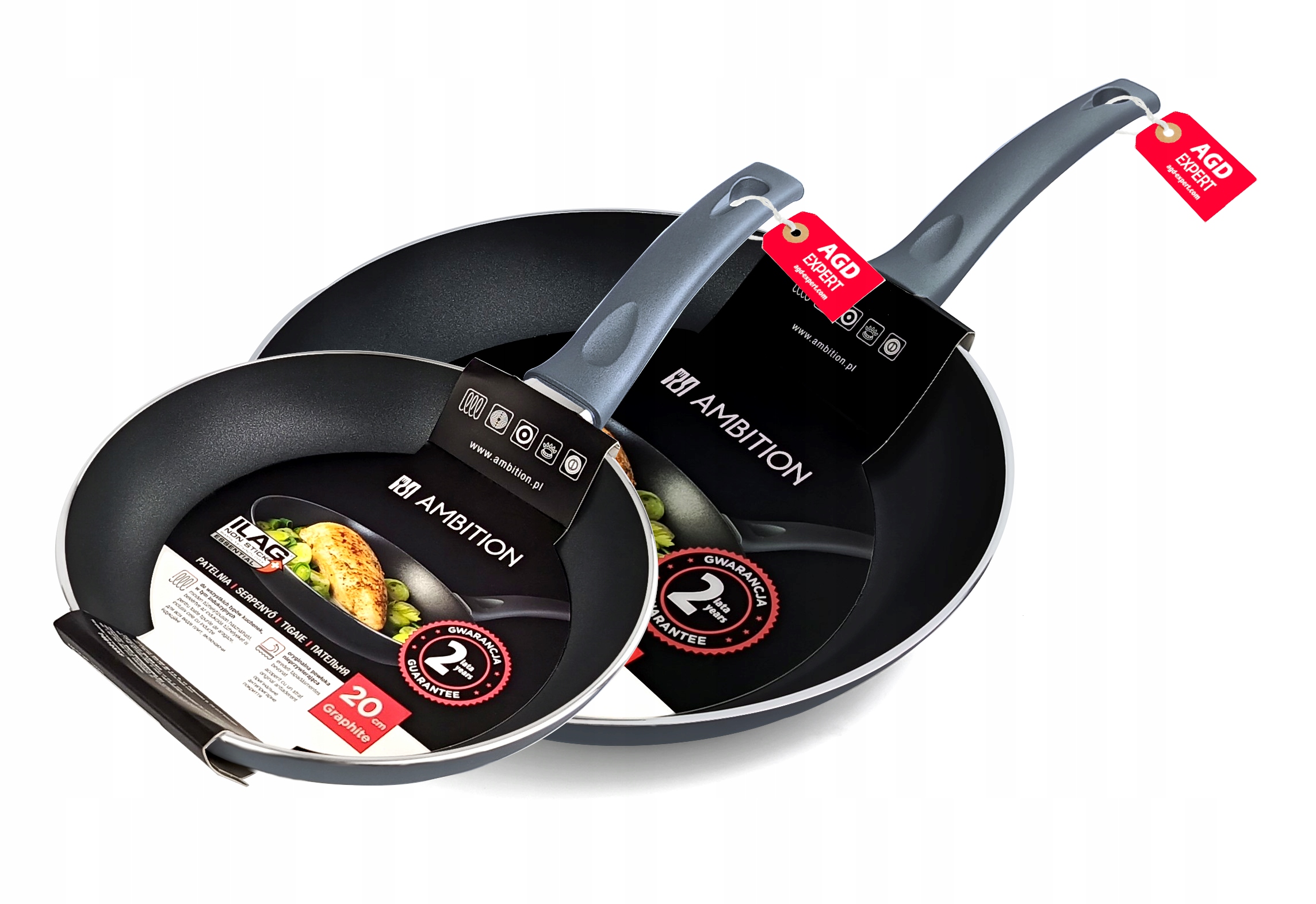 Zestaw Patelni Ambition Graphite 20 28 CM Indukcja Powłoka Ilag Basic