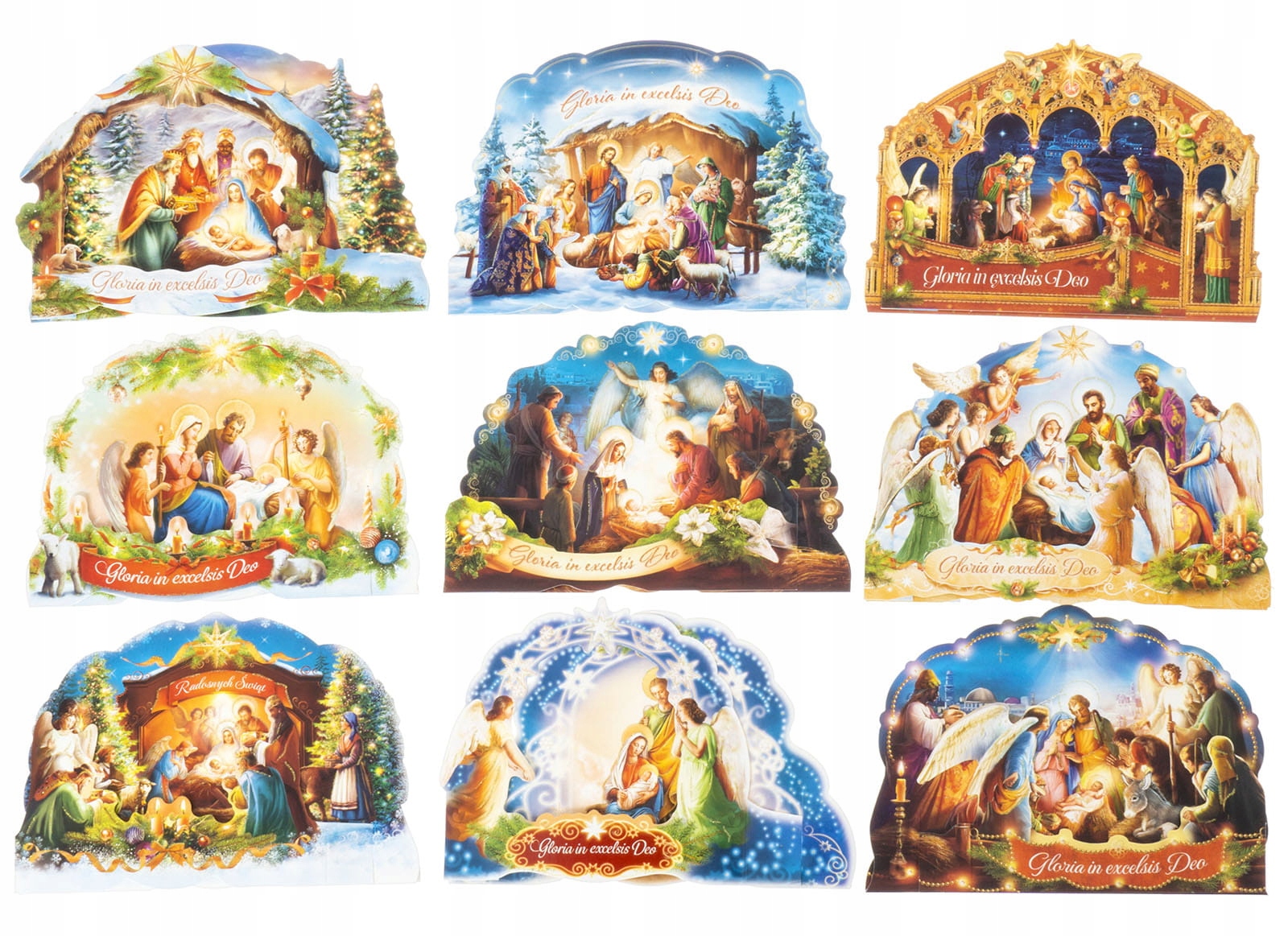 

10szt kartki bożonarodzeniowe szopki 3D papierowe