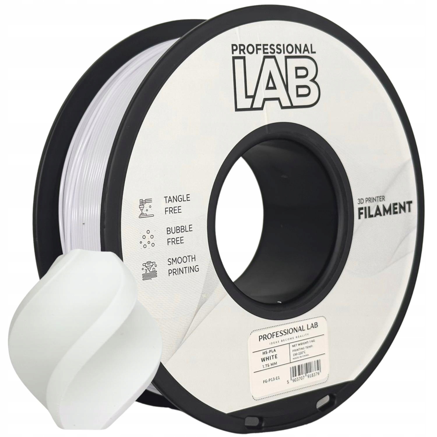 Filament Hs-pla Prof. Lab 1.75mm 1kg Biały White HighSpeed 3D