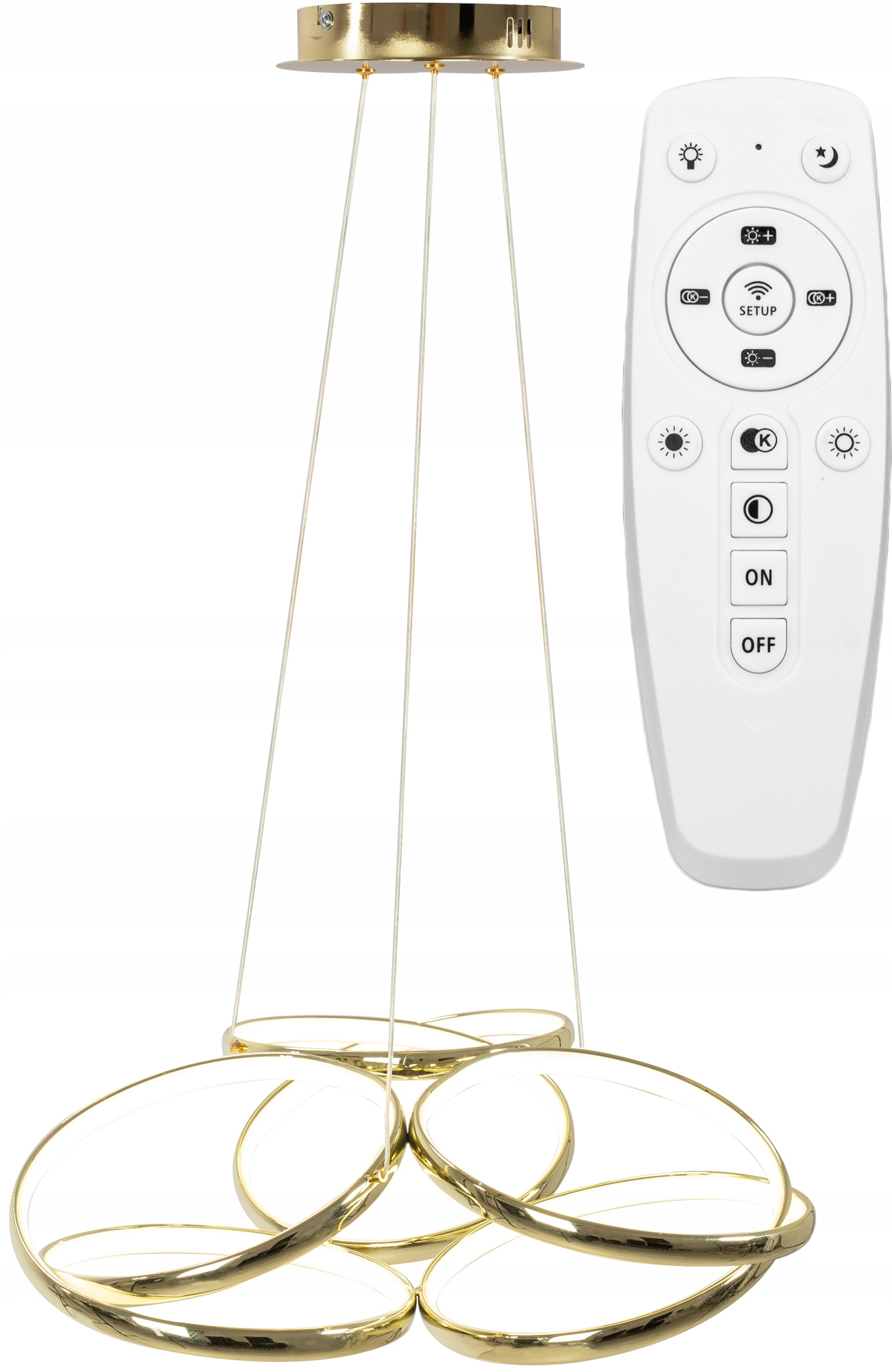 Závěsné Stropní Svítidlo Metal Ring Gold Led Dálkový Ovladač