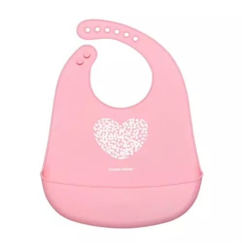 Нагрудник силиконовый с карманом Пастель Розовый Canpo