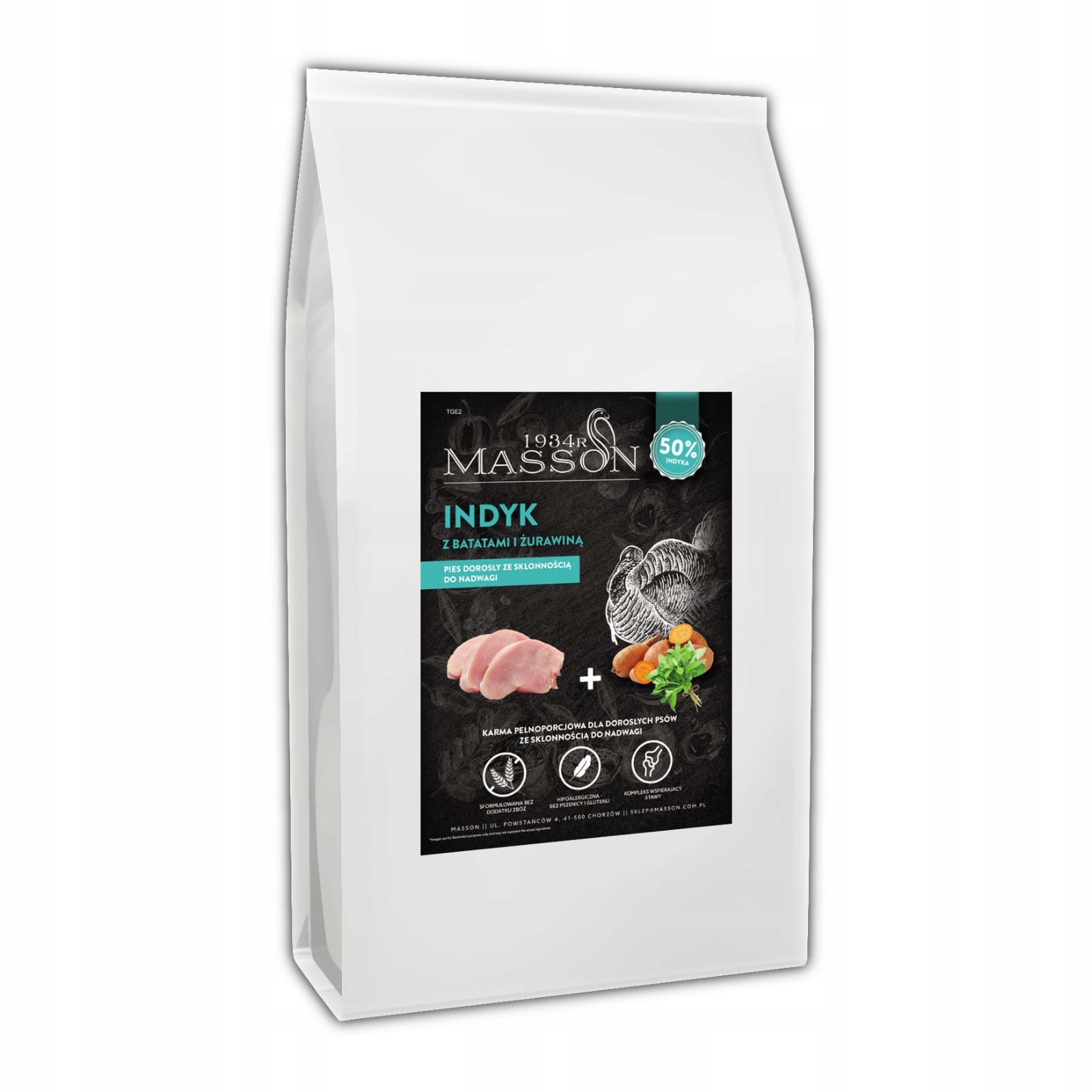 Masson Mono dla psów z nadwagą Light Indyk 50% 6kg Medium
