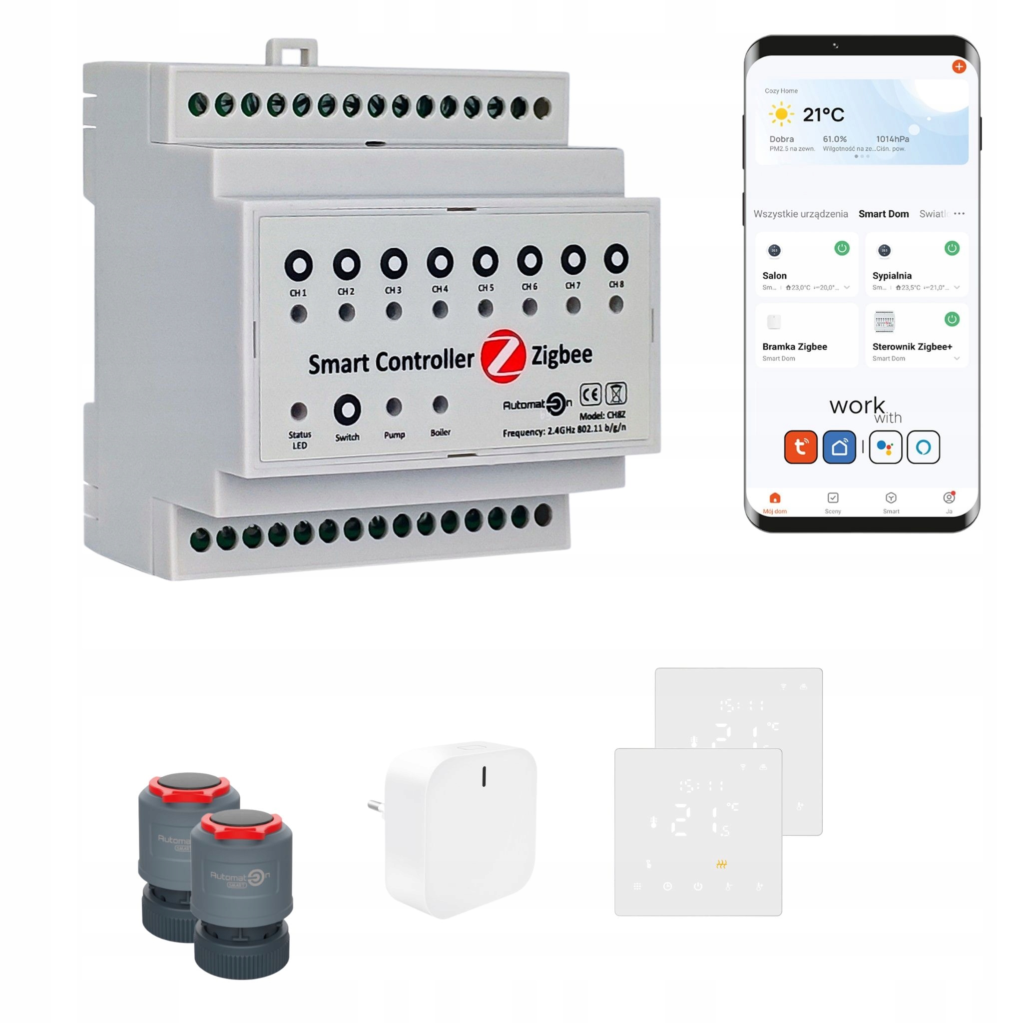 Sada na vykurovanie podlahy Zigbee Tuya CH8Z 2 miestnosti termostaty PRO3