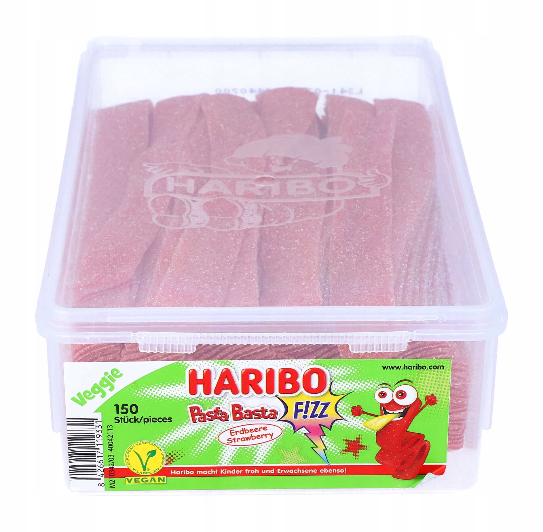 Żelki Owocowe Paski HARIBO Truskawkowe 150szt DE Produkt nie zawiera nie dotyczy