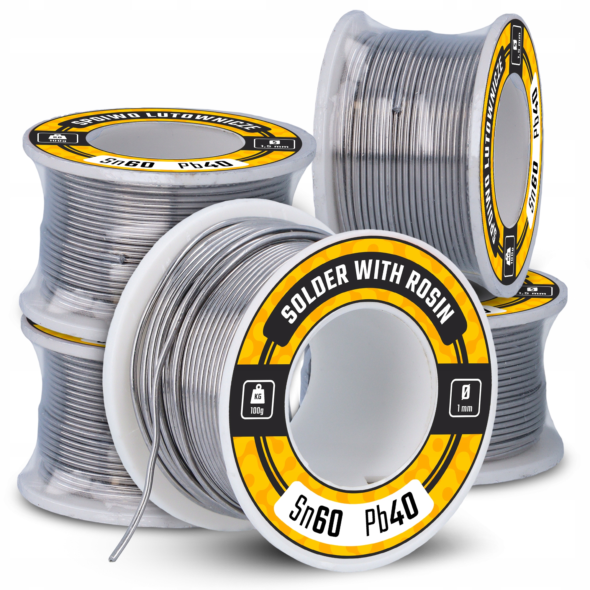 5 x Cín Pájecí Páječka 1,5 mm 100 g Kalafuna Pájka v roli Olovo