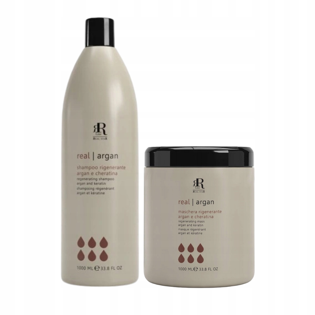 Sada Rr Line Real Argan Šampon a maska na vlasy regenerační 2x1L