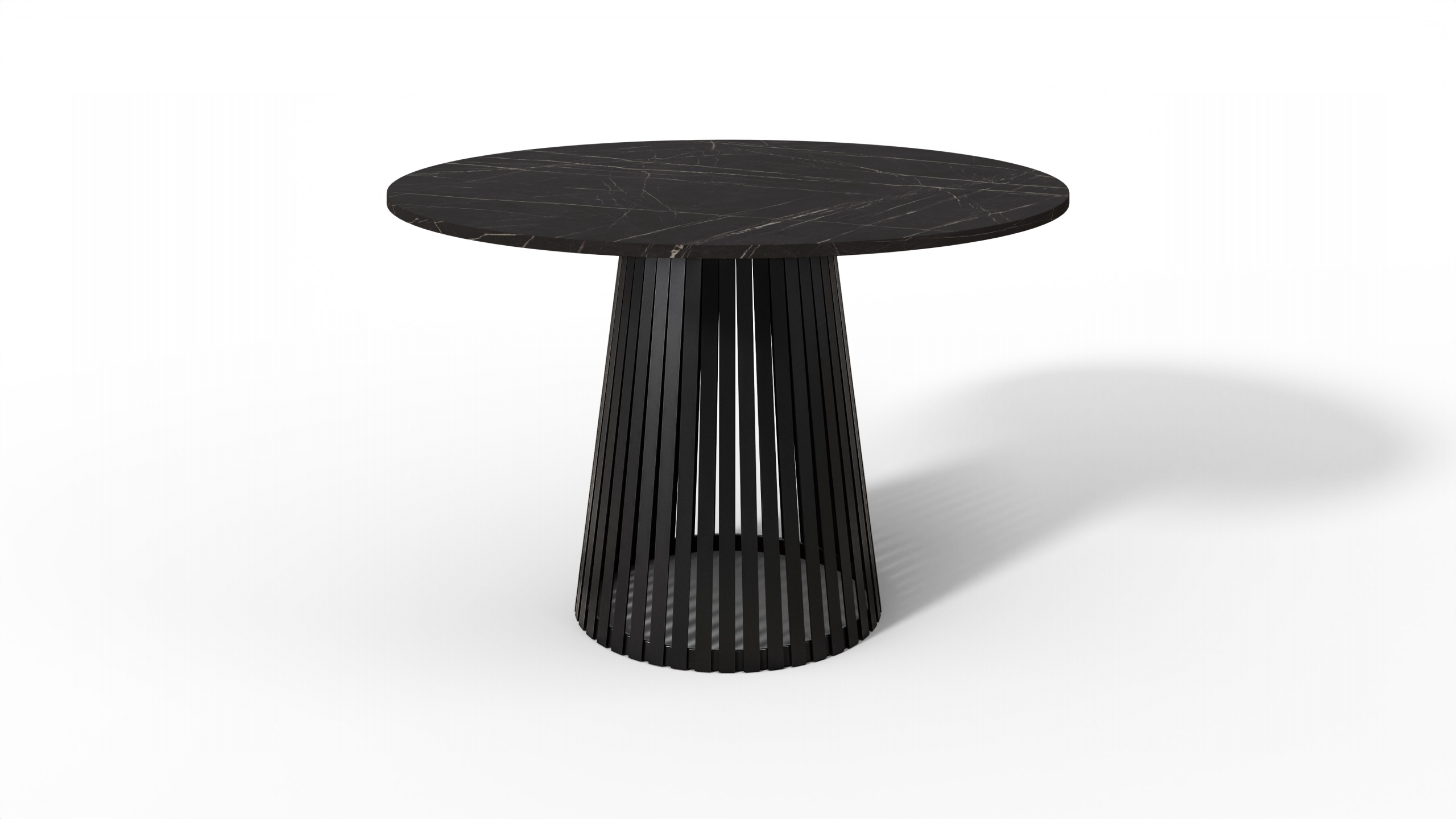 Kovový černý stůl, kulatý mramorový stůl, černý 75 cm, loftový stůl, černý