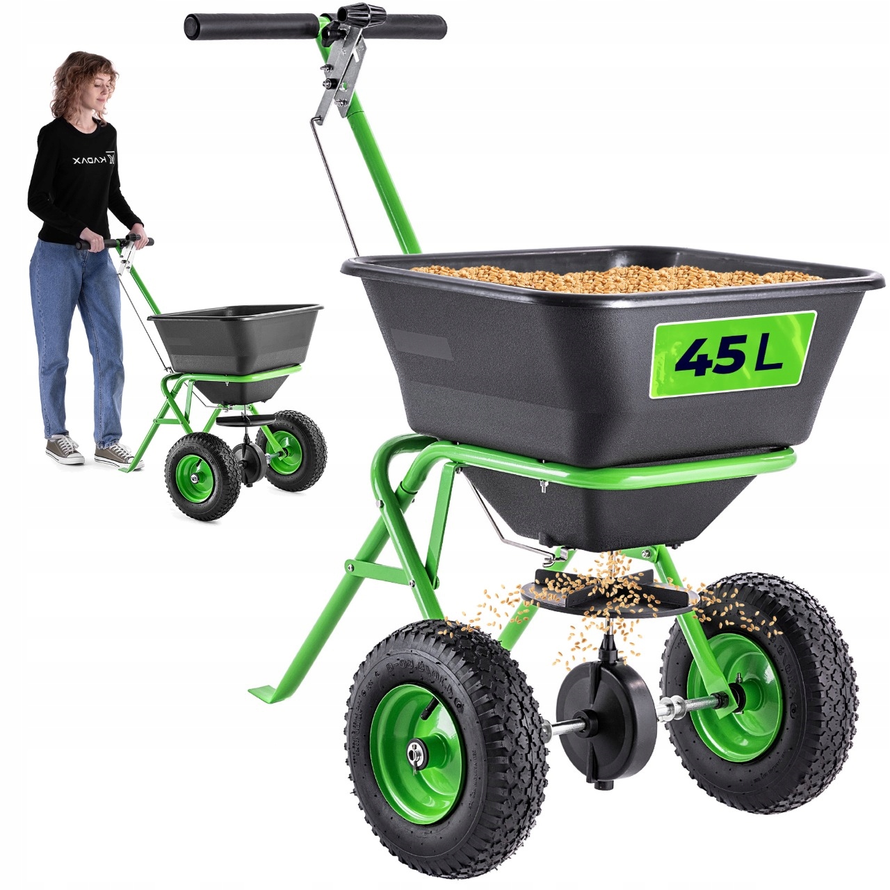 Secí Stroj Na Trávy 45 L Ruční Rozmetadlo Semen Soli Písku Na Kolech