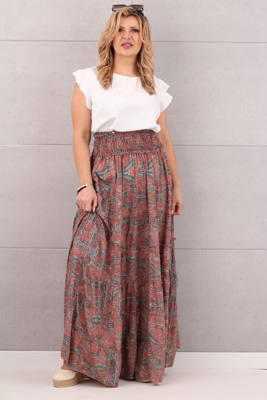 ZWIEWNA SPÓDNICA NA LATO DŁUGA WYSOKI STAN PLAŻOWA ROZMIAR UNIWERSALNY Marka FEMIMODA