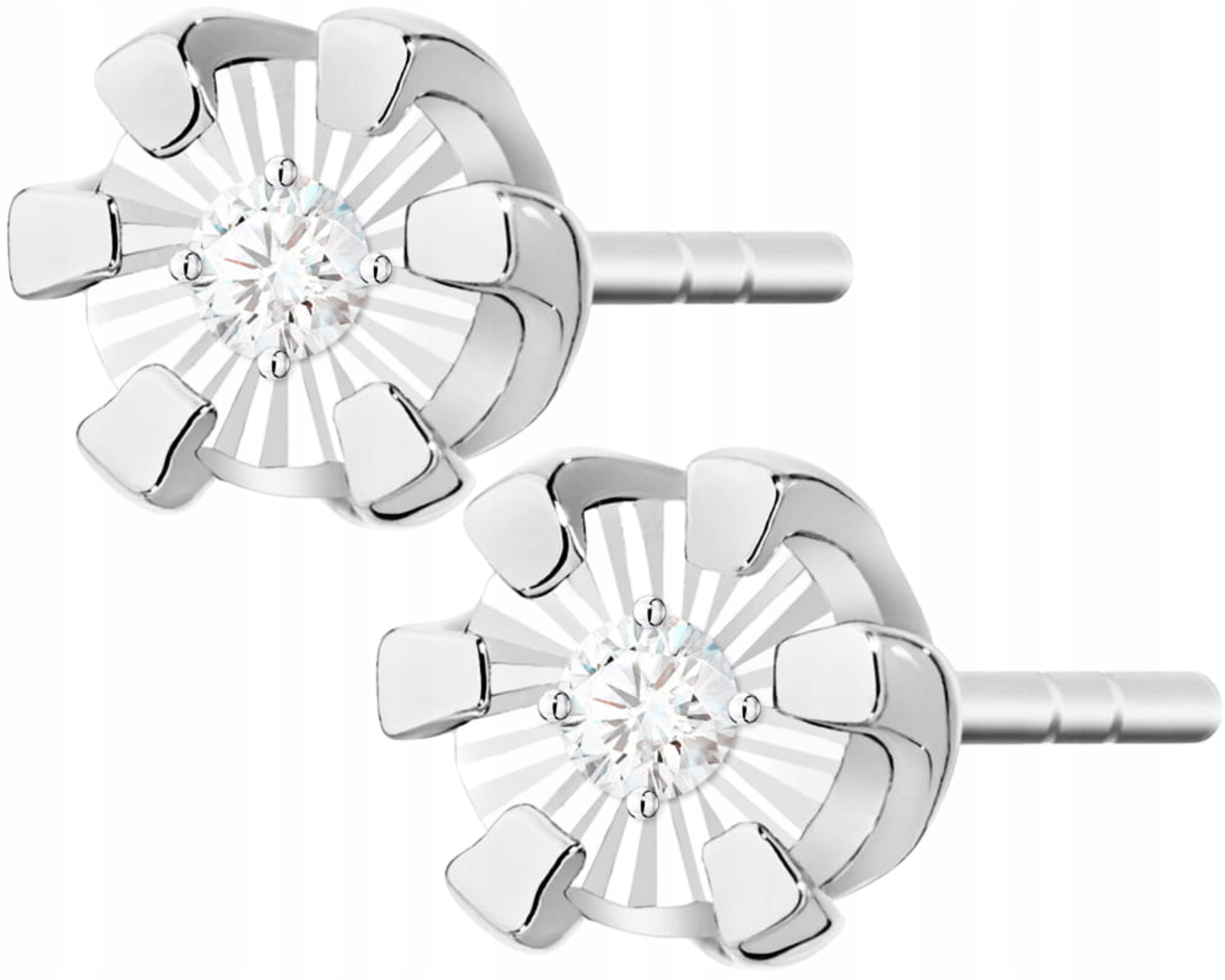 Bílé zlato náušnice s brilianty, šroubky, tyčinky