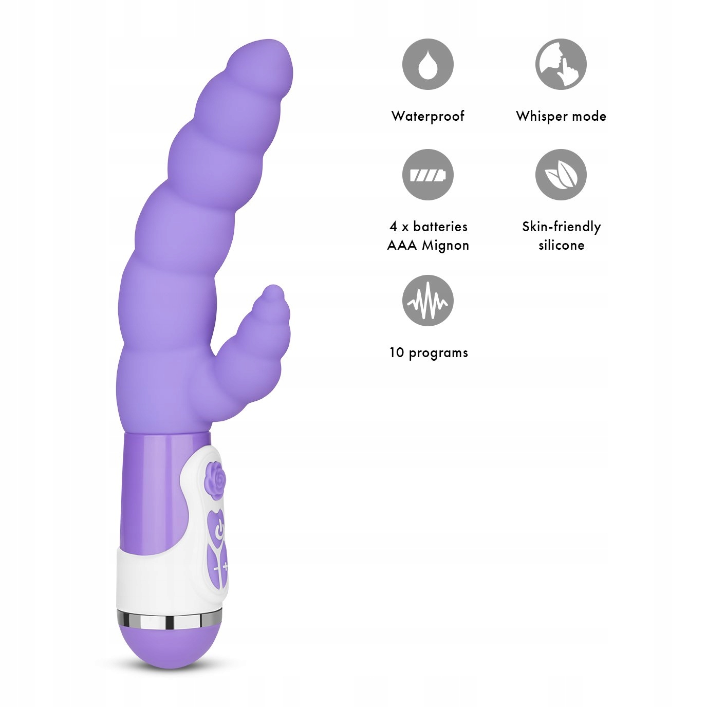 EIS Wibrator Królik Deluxe 10 Programów Silikon Wodoodporny Na Baterie — miniatura 7