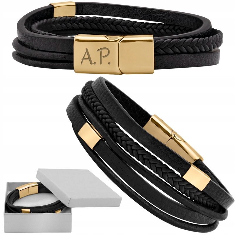 

Bransoletka warkocz z ekoskóry stal 316 L Grawer