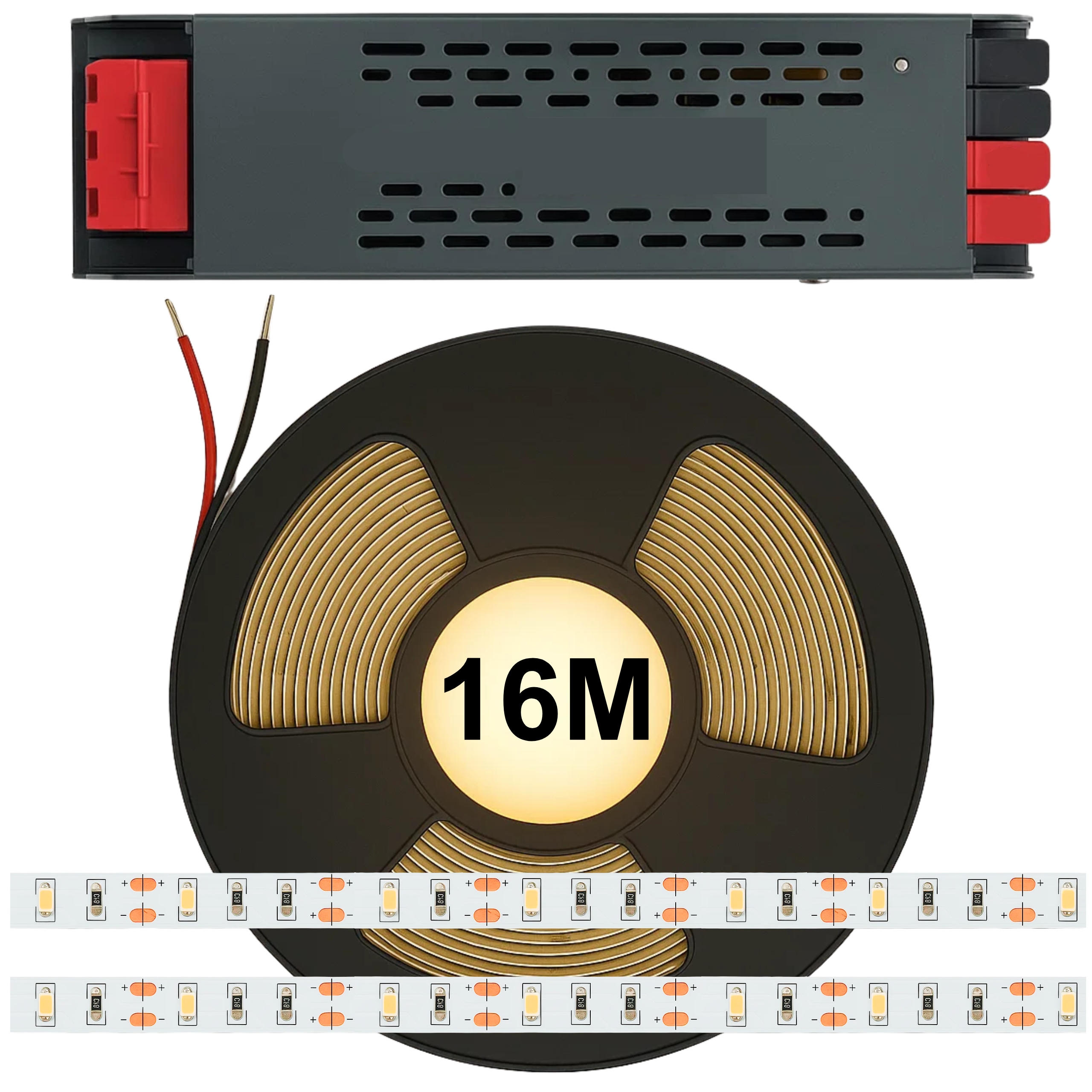 Set 16M Led pásek bílý teplý Smd 2835 pásek 12V IP20 Premium