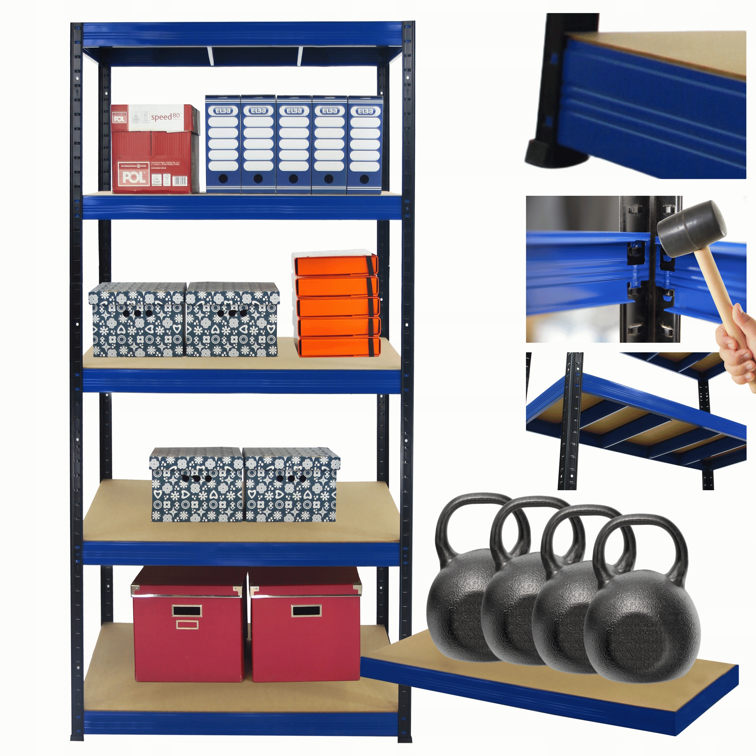 Kovový skladový regál Helios 180x110x40 cm 5Px400 kg, Trvanlivý Pl