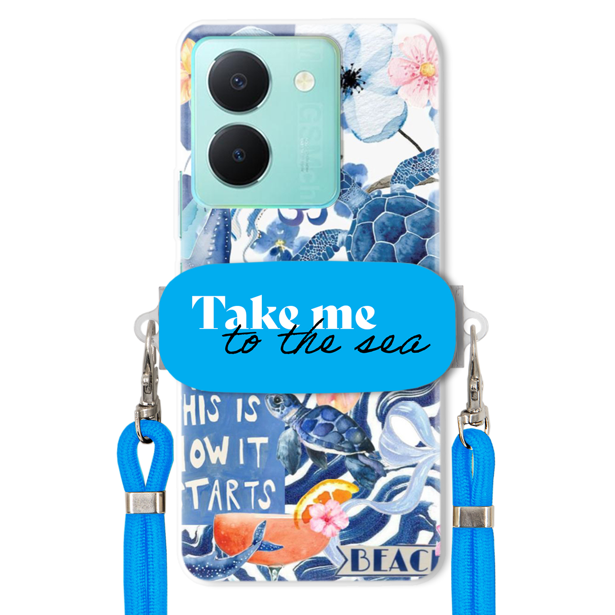 Puzdro pre Vivo Y36 Modré Crossbody vodítko držiak Take Me To The Sea Top