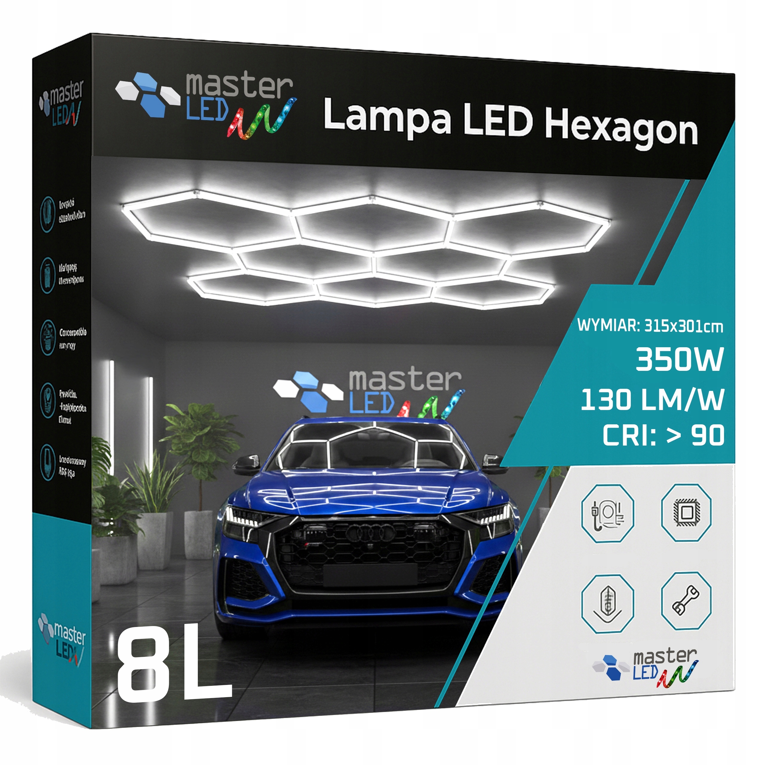 Led lampa Hexagón Stropný panel Osvetlenie pre garáž Dielňa 315x301 cm