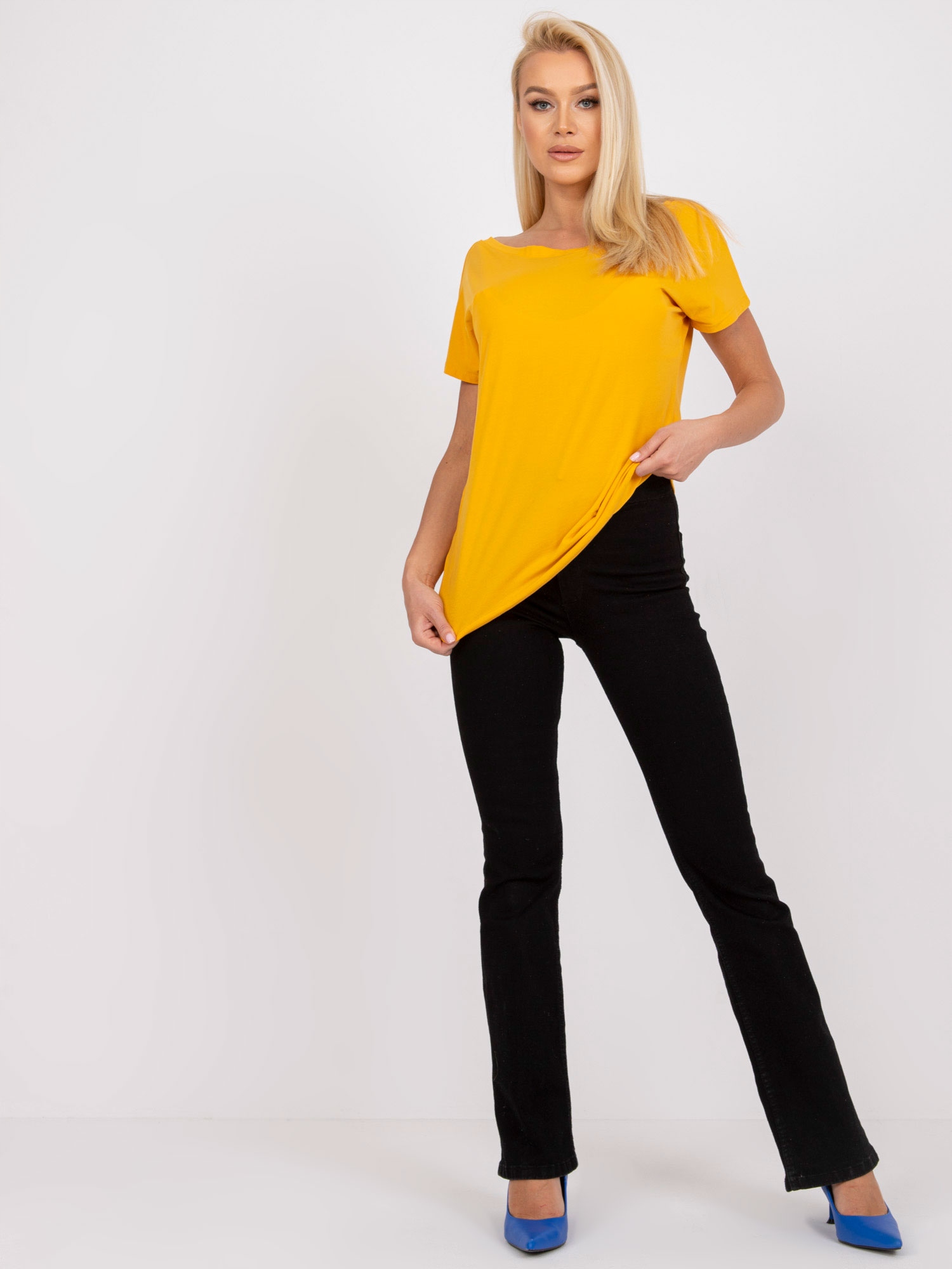 BLUZKA GŁADKA piękna koszulka T-SHIRT F46 yellow M Marka Basic Feel Good