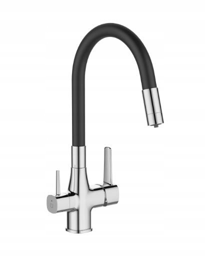 Stojanková kuchynská batéria s filtrom Glamour v čiernej/chrómovanej farbe