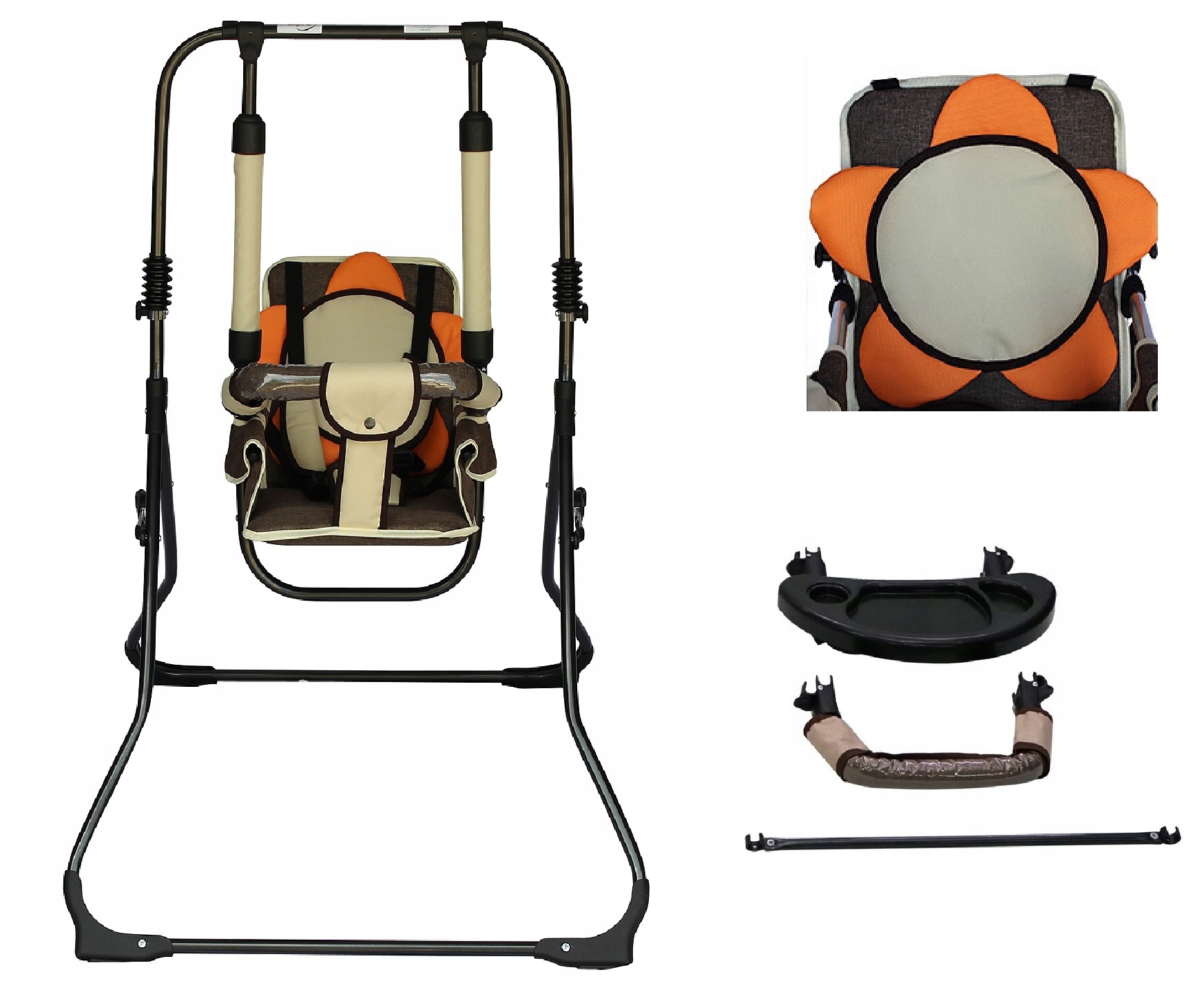 Huśtawka Wolnostojąca dla dzieci 4w1 do Domu Ogrodowa ze Stelażem Metalowa