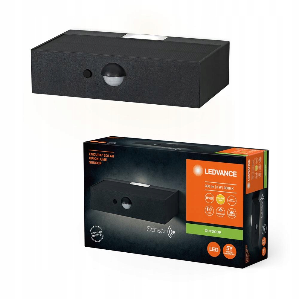 Zahradní Led lampa 3W 300lm 3000K IP65 Šedá s pohybovým a soumrakovým senzorem