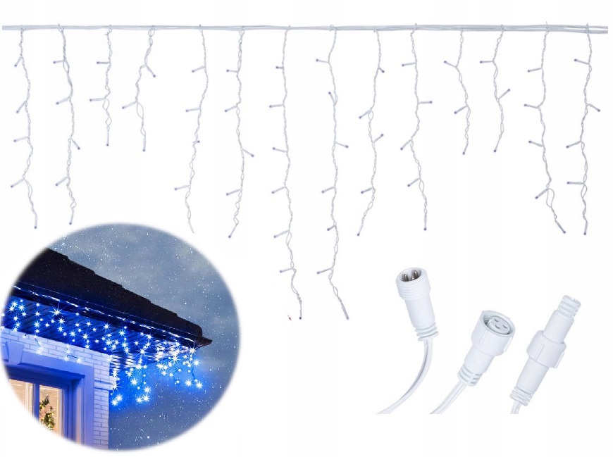 

Kurtyna Świetlna 100 Led Sople Lampki Niebieskie