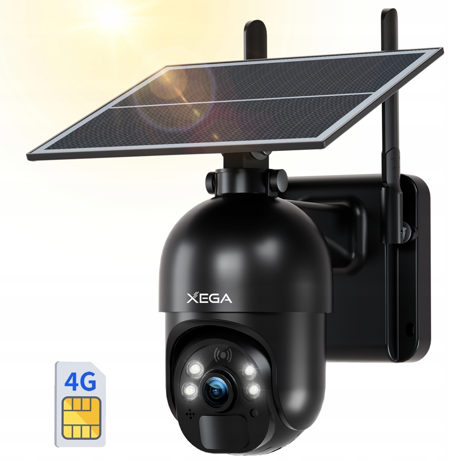 KAMERA SOLARNA ZEWNĘTRZNA OBROTOWA NA KARTĘ SIM 4G LTE GSM 2K 3MP Z KARTĄ