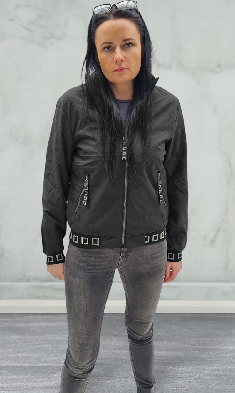 KURTKA DAMSKA WIOSENNA LEKKA PRZEJŚCIOWA WIOSNA WIATRÓWKA CZARNA L Materiał dominujący poliester