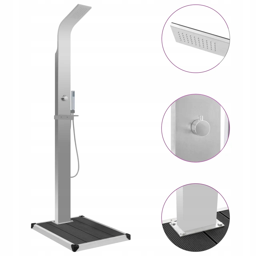 Sprchový panel z nerezové oceli 15 x 44 x 210 cm, barva stříbrná