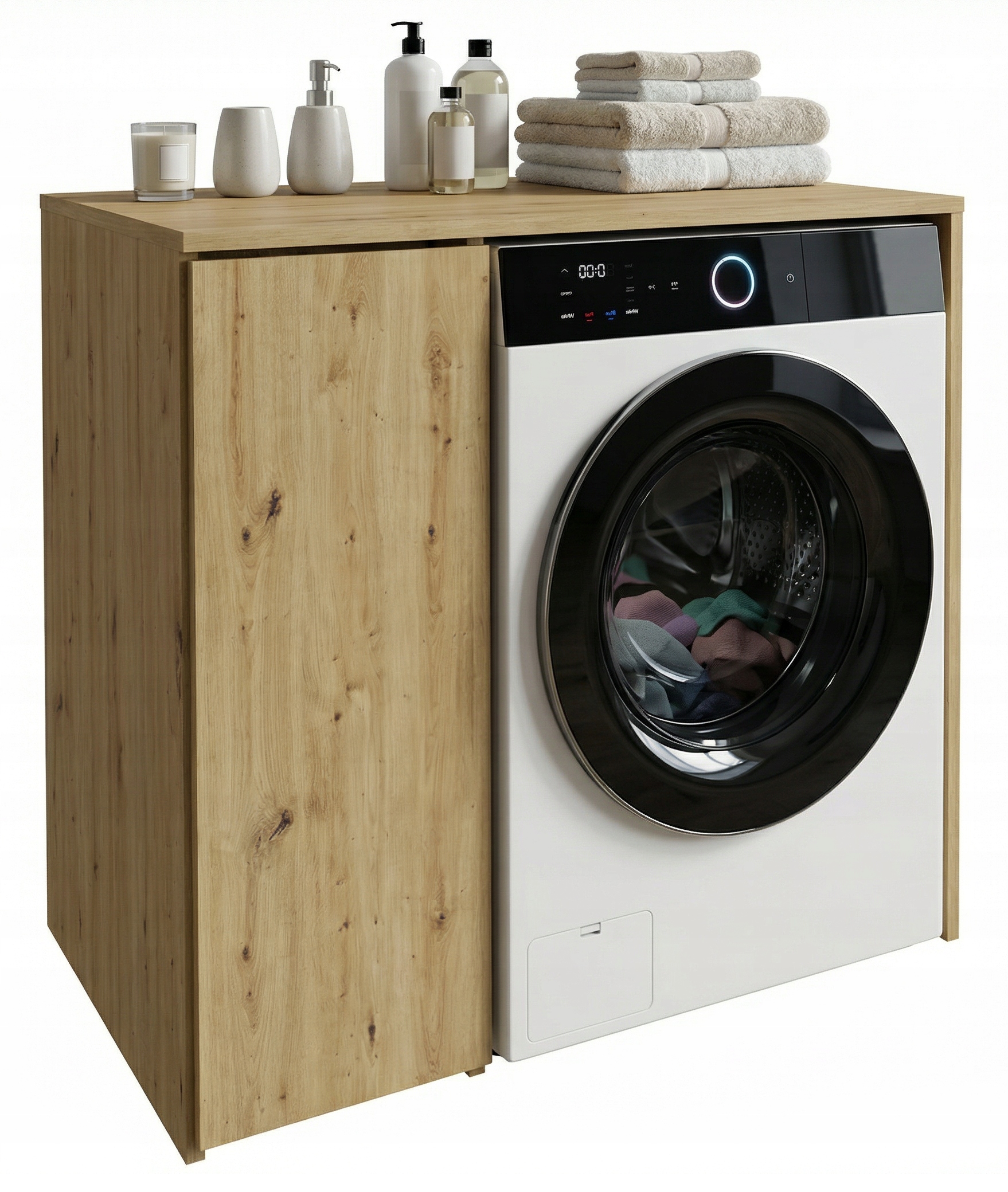 Skříňka na pračku do koupelny, regál, vestavná pračka, artisan