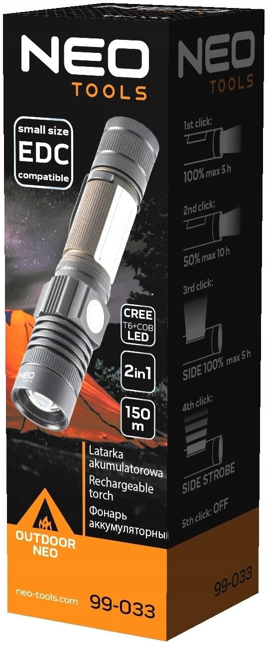 Latarka akumulatorowa Usb Led Neo Tools