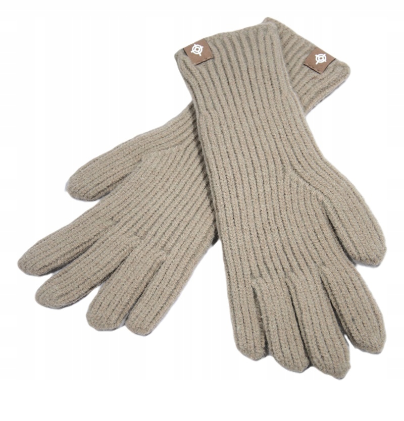 RĘKAWICZKI ZIMOWE DAMSKIE CIEPŁE BEŻOWE DOTYKOWE ZIMA