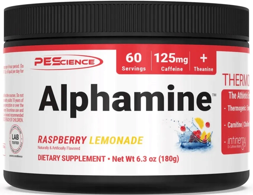 PEScience Alphamine, Raspberry Lemonade, prášek, 174 g