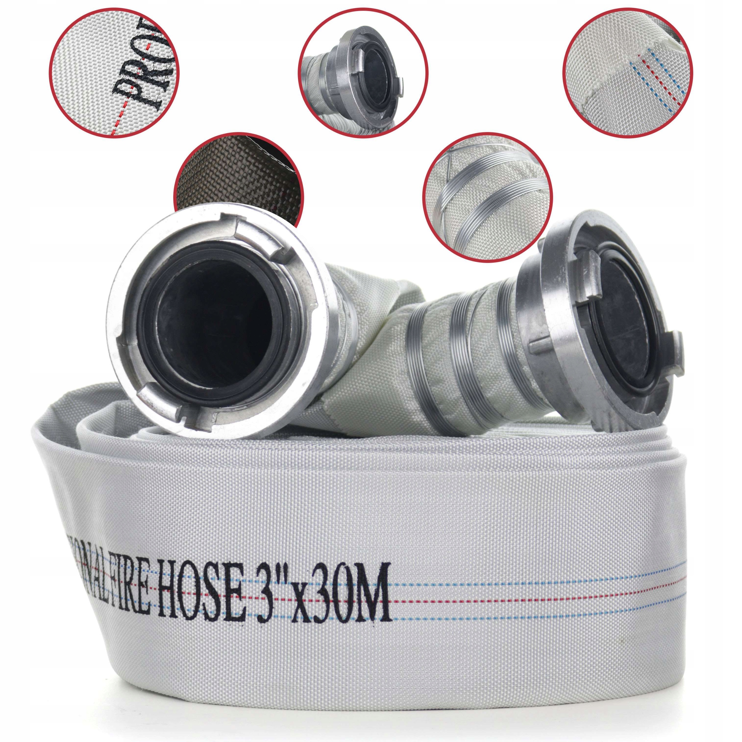 Wąż strażacki do nawadniania deszczowni pompy wody Storz 3 cale 75mm 30m W