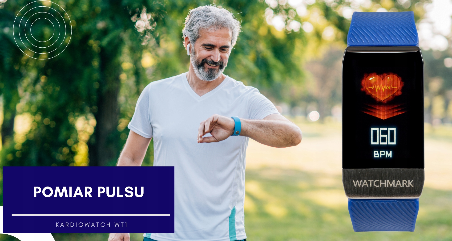 Opaska Zdrowia Smartwatch WT1 Watchmark Smartwatch dla seniora EKG PULS Kolor niebieski