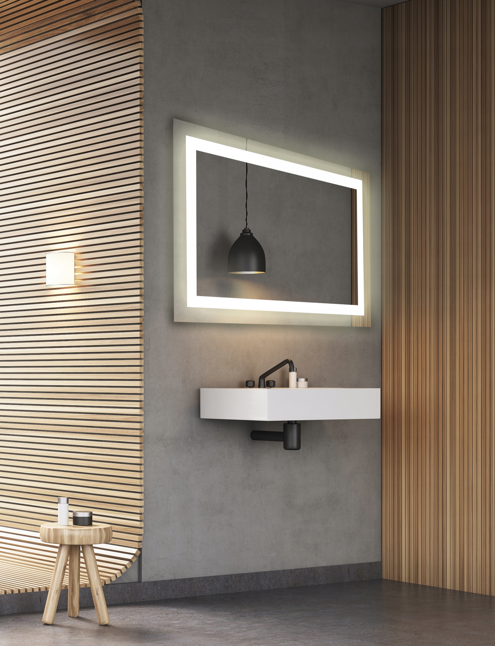 LUSTRO LED ŁAZIENKOWE PODŚWIETLANE 100x60 Materiał ramy brak ramy
