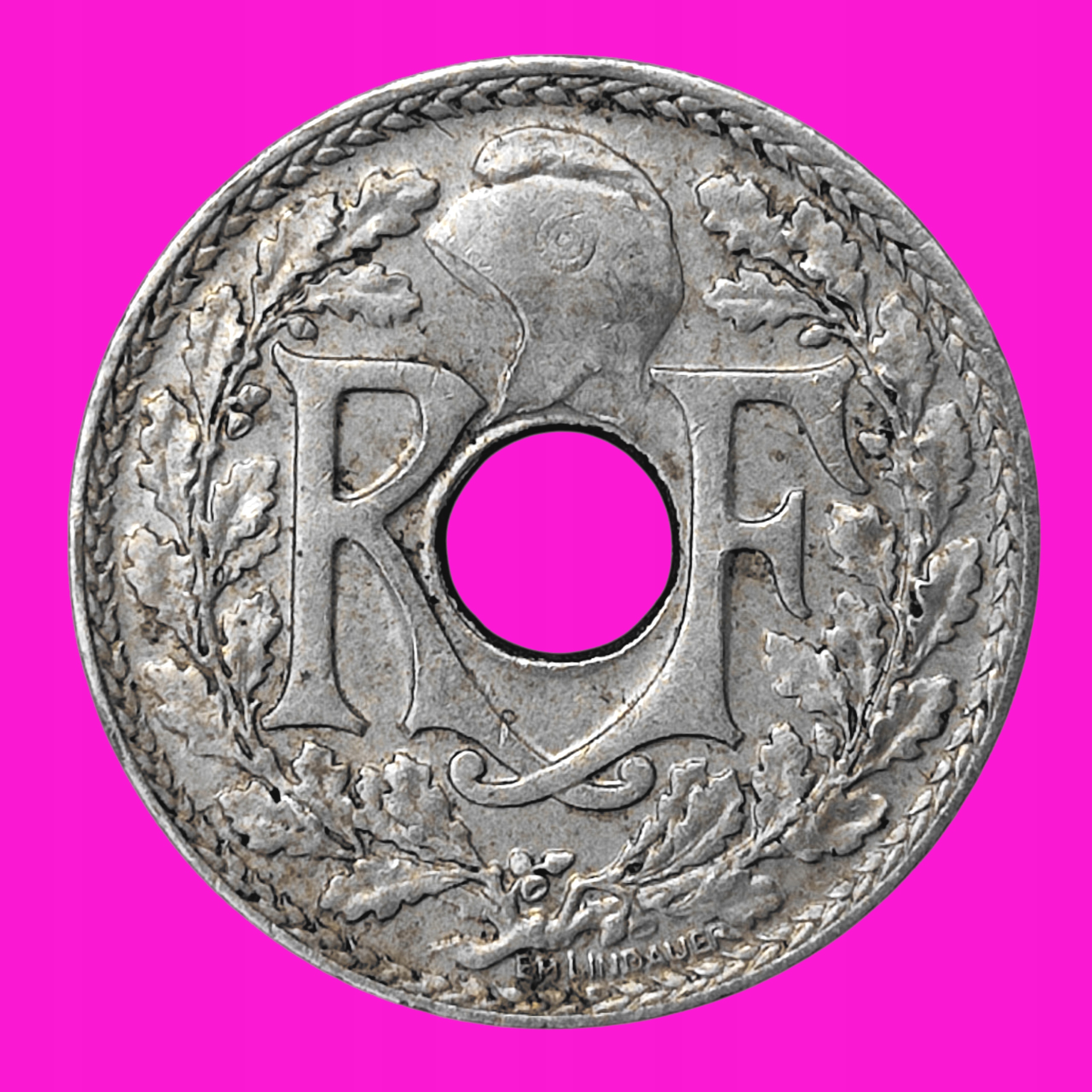 FRANCJA 10 CENTIMES 1939 LINDAUER Z OTWOREM KOLEKCJONERSKI KLASYK RZADKA