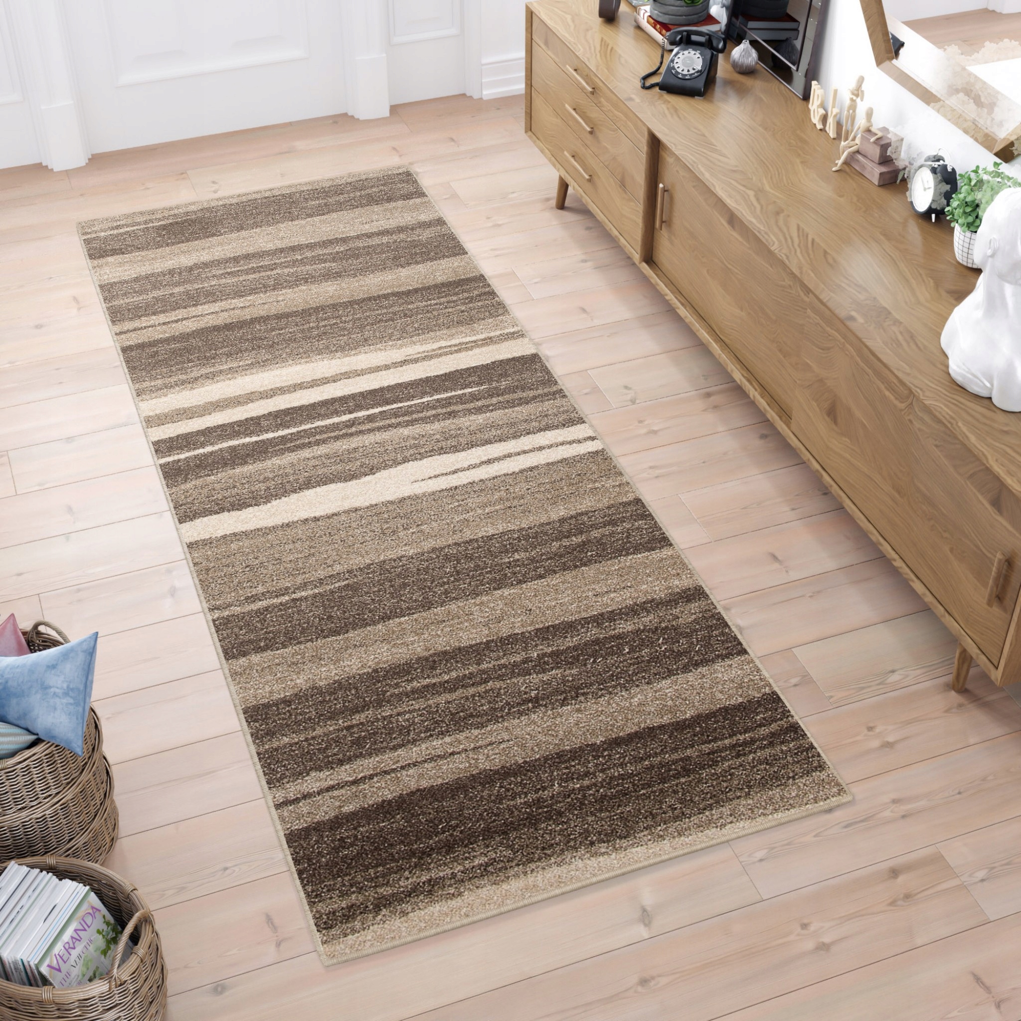 Chodnik 3437A DARK BEIGE RASTA Beż Brąz 100 cm 1m Typ na metry