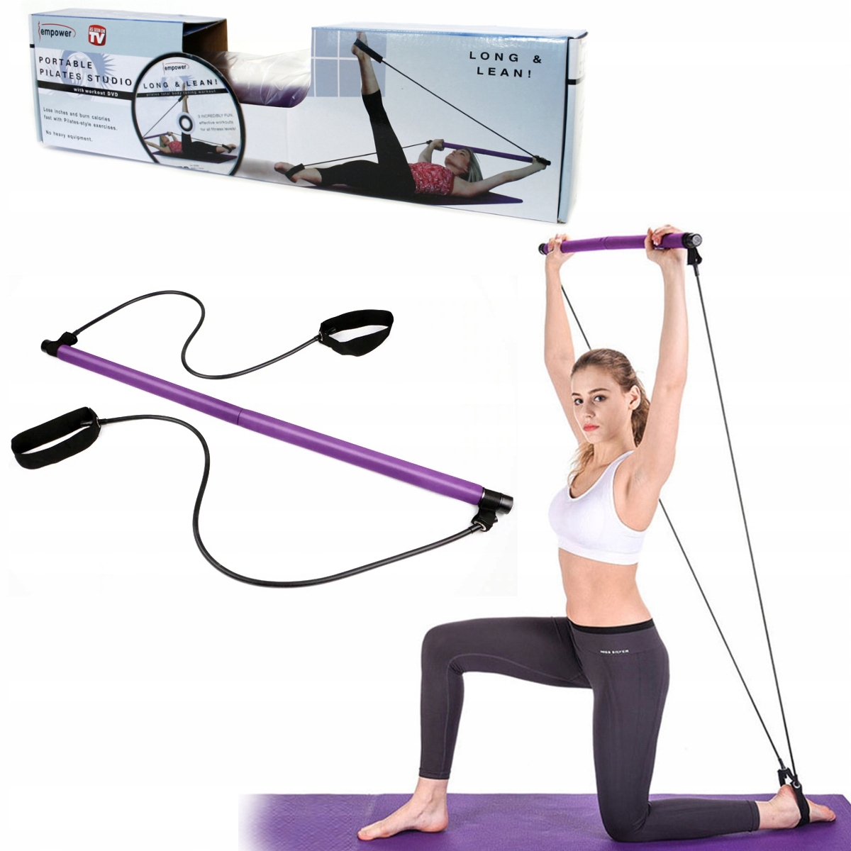 

Drążek Do Ćwiczeń pilates bar + Gumy Oporowe Yoga