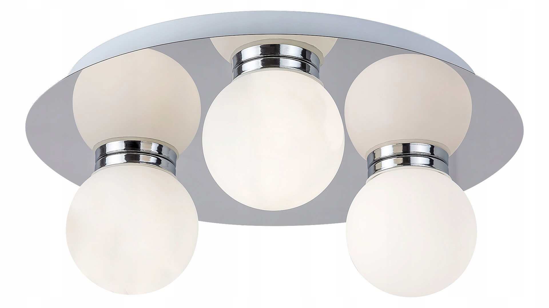 Stropní svítidlo do koupelny chrom kulatá 30 cm 3 bílé skleněné koule Rabalux