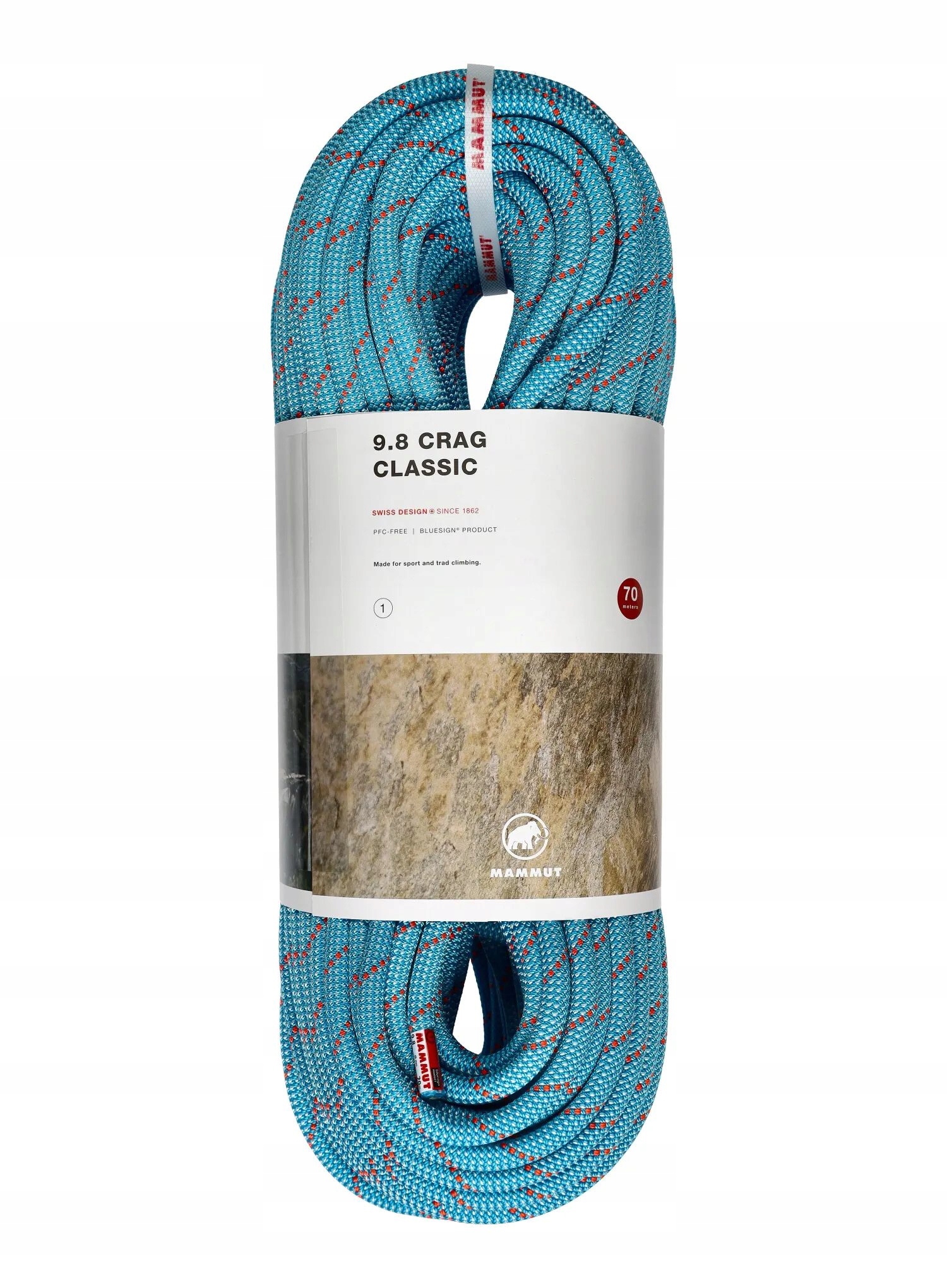 Lezecké lano Mammut 9.8 Crag Classic Rope 70 m white/ice mint