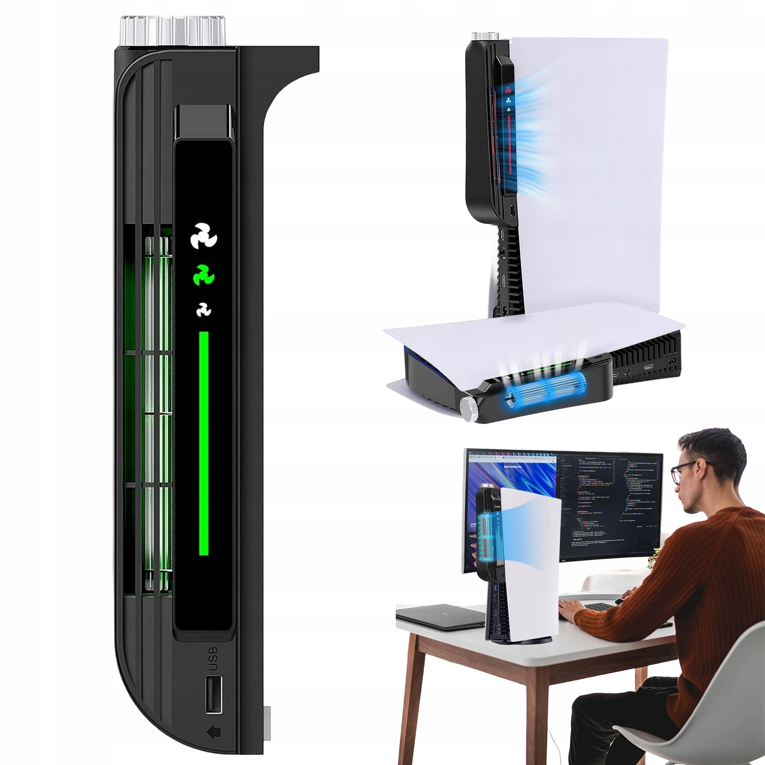 Wentylator chłodzący do PS5 Digital/Disc Led On/off wydajny cichy