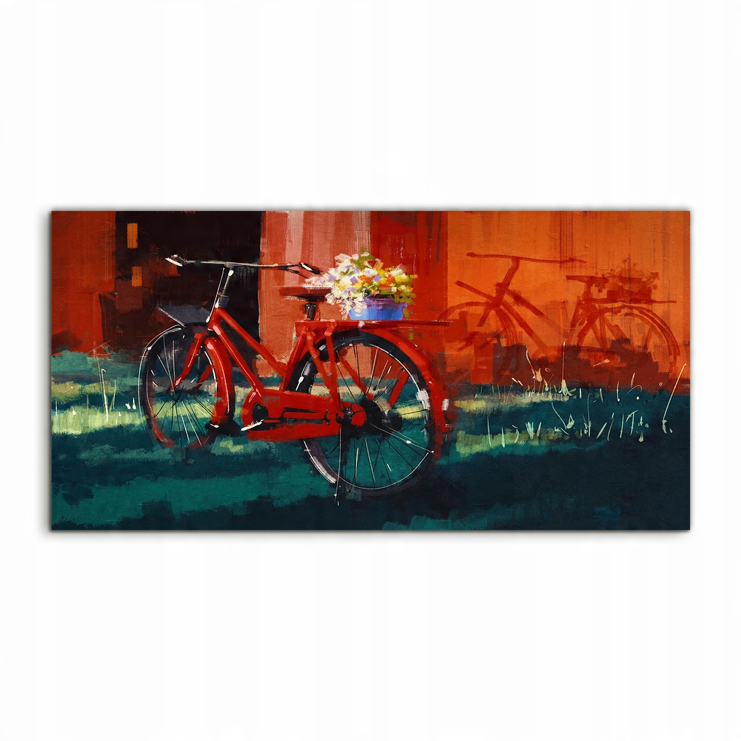 

Obraz 120x60 z grafiką Wiadro Kwiaty Rower ścienny